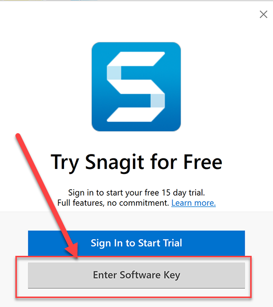 enter software key screen